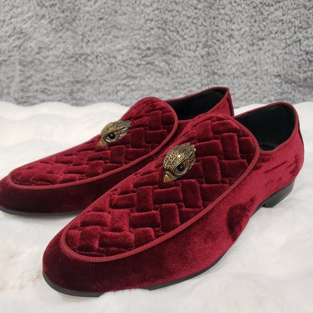 Kurt Geiger Hugh Eagle Head Velvet Loafer Mens Size 41 (US 8)  Wine